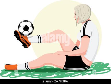 Frau Fußball spielen, Vector, Fußball, Spiel, Sport, Spiele Stock Vektor