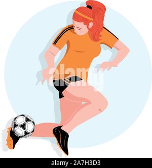 Frau Fußball spielen, Vector, Fußball, Spiel, Sport, Spiele Stock Vektor