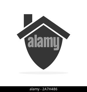 Home Sicherheitskonzept. Schild und Haus. Vektor Architektur logo Stock Vektor