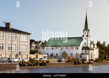 Die Frikirkjan Freie lutherische Kirche an Frikirkjuvegur St in Reykjavik Island Stockfoto