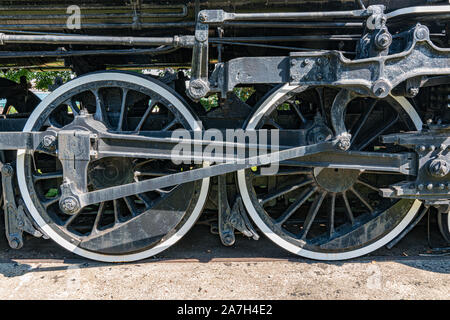 Altes Eisen Dampflok Räder und Maschinen Stockfoto