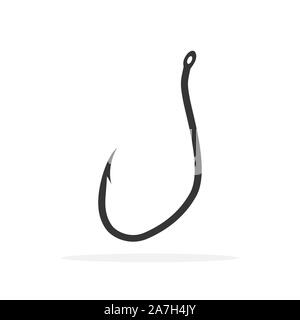 Angeln Haken icon-Vektor. Angeln mit Widerhaken haken Symbol isoliert. Schwarz angeln Haken Symbol. Stock Vektor