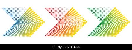 Der gestrichelte Pfeile. Symbol Pfeil isoliert. Farbe vektorpfeile. Halbton Pfeile nach rechts. Stock Vektor