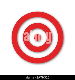 Ziel Vektorsymbol isoliert. Flache Zielsymbol. Rote runde Ziel Stock Vektor