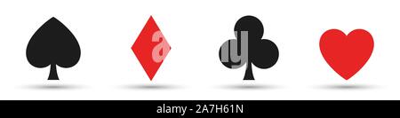 Vektor Karten Zeichen. Satz von Symbolen Playing Card Casino. Flache Vector Icons isoliert Stock Vektor