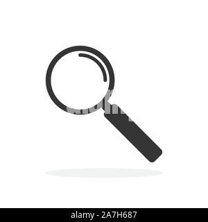 Lupensymbol-Vektor. Schwarze Symbol Suchen. Lupensymbol in Flat, isoliert. Stock Vektor