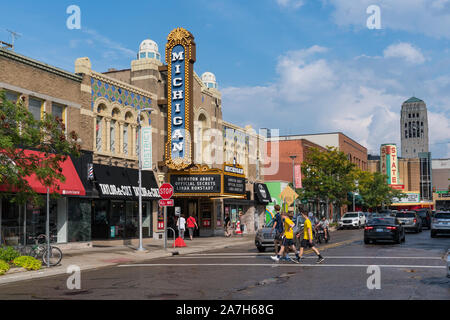 Ann Arbor, MI - September 21, 2019: Historische Michigan Theater, 1928 erbaut, im Osten von Liberty St in der Innenstadt gelegen, Ann Arbor Stockfoto