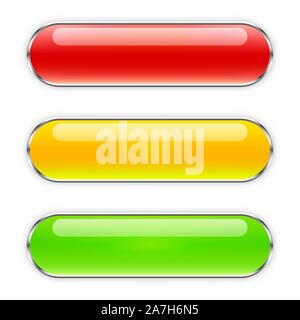 Der Vektor glänzenden Knöpfen. Blank web glänzenden Knöpfen. Farbigen hellen Tasten isoliert. Stock Vektor