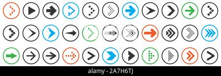 Vektor Pfeile gesetzt. Pfeil im Kreis. Pfeile Symbol isoliert. Schwarz vektor Tasten Stock Vektor