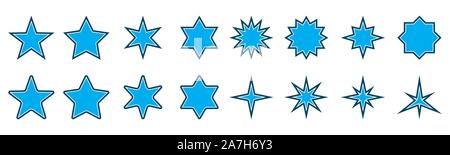 Einstellen der Sterne-Vektor. Vektor star Symbole isoliert. Blauer Stern Symbol. Flache Bauform Stock Vektor