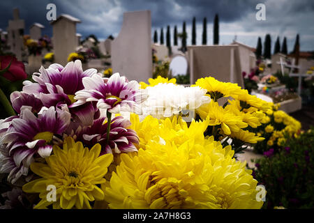 Rom, Italien. 02 Nov, 2019. Besuch der Grabstätten von Verstorbenen anlässlich des alle Verstorbenen auf dem Friedhof Laurentino in Rom, Italien. (Foto von Andrea Ronchini/Pacific Press) Quelle: Pacific Press Agency/Alamy leben Nachrichten Stockfoto