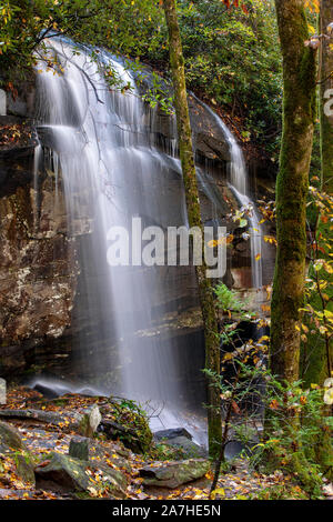 Slick Rock fällt im Herbst - Pisgah National Forest, Brevard, North Carolina, USA Stockfoto