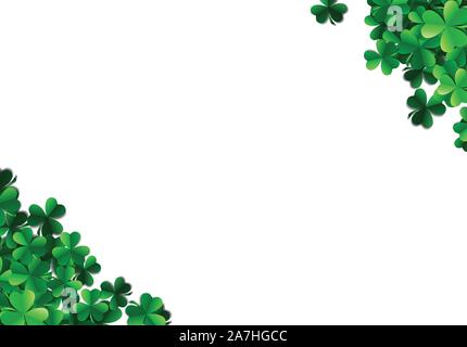 Saint Patricks Day Hintergrund mit gesprüht grünen Klee Blätter oder Shamrocks Stock Vektor