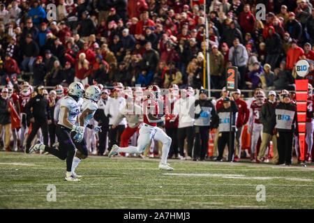 Der Indiana Universität Stevie Scott III (8) Trägt die Kugel gegen Nordwesten während ein NCAA College Football Spiel, Samstag, 2. November 2019 Im Memorial Stadium in Bloomington, Indiana. Die Hoosiers schlagen die Wildkatzen 34-3. (Foto von Jeremy Hogan/Die Bloomingtonian) Stockfoto