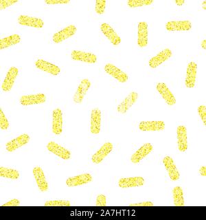 Glitzernde Memphis nahtlose Muster, glänzend geometrische Formen, holiday Banner, Weihnachten backround, Vektor Papier Hülle für Geschenk, gold Besprühen Stock Vektor