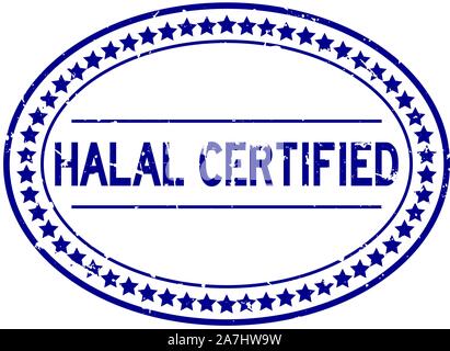 Grunge blau Halal zertifiziert Wort oval Gummidichtung Stempel auf weißem Hintergrund Stock Vektor