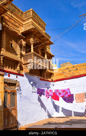 Tag waschen, Jaisalmer Fort, Jaisalmer, Rajasthan, Indien Stockfoto