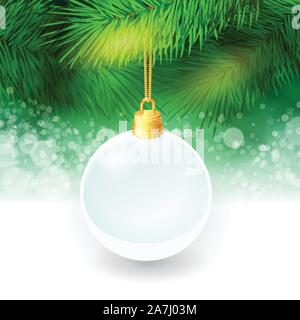 Weihnachten Hintergrund mit Tannen Zweigen und christmas ball. Vector Illustration. Stock Vektor