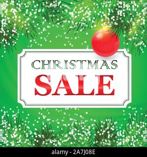 Weihnachten Verkauf Card Design mit Tannenzweigen. Vector Illustration Stock Vektor