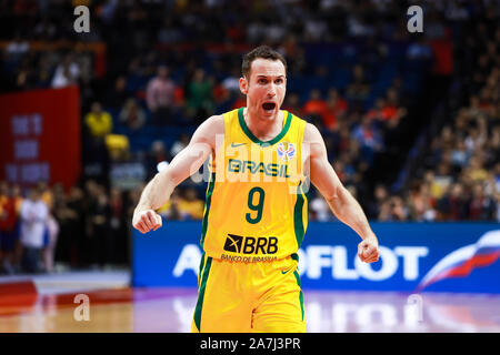 Bild von Brazilian-Italian professioneller Basketballspieler Marcelo Huertas an der zweiten Runde der Gruppe F Brasilien vs Griechenland 2019 FIBA Basketball Welt Stockfoto