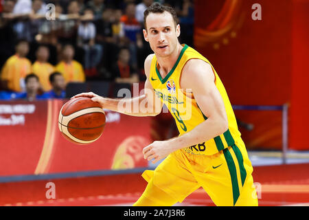 Bild von Brazilian-Italian professioneller Basketballspieler Marcelo Huertas an der zweiten Runde der Gruppe F Brasilien vs Griechenland 2019 FIBA Basketball Welt Stockfoto