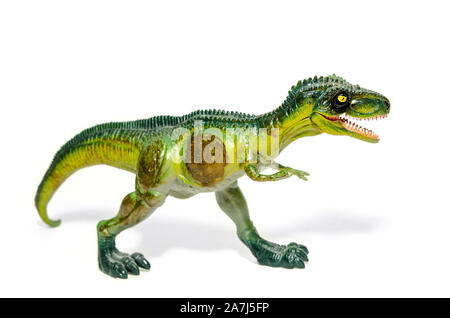 Plastik-dinosaurier auf weißem Hintergrund Stockfoto
