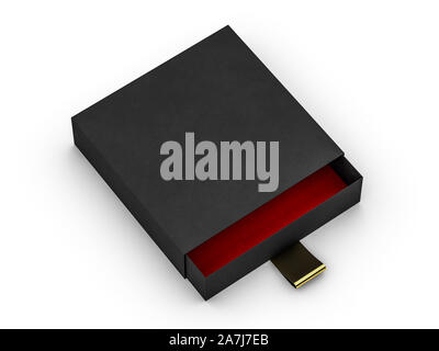 Black box Mock up auf weißem Hintergrund. 3D-Rendering Stockfoto