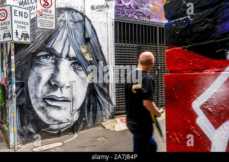 AC/DC Lane ist ein berühmter Ort für Street Art in der Stadt Melbourne. Victoria, Australien. Stockfoto