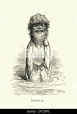 Jahrgang Illustration aus der Geschichte Orlando Furioso. Horror, grinsend kopfloser Riese. Orlando Furioso (der Rausch der Orlando) ein Italienisches episches Gedicht von Ludovico Ariosto, von Gustave Dore dargestellt. Die Geschichte ist auch ein ritterlichen Romantik, die von einer Tradition Anfang im späten Mittelalter stammten. Stockfoto