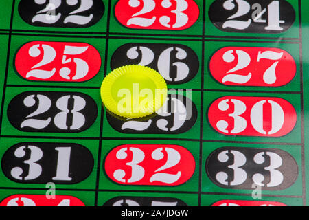 Roulette Tisch mit dem Chip am 29. Stockfoto