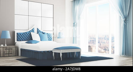 Innenraum der moderne und komfortable Hotel Zimmer, 3D-Rendering Stockfoto