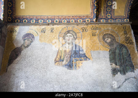 Aus dem Fresko in der Hagia Sophia in Istanbul, Türkei Detail Stockfoto