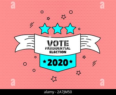 Abstimmung 2020 Memphis style Banner pop art design Stock Vektor