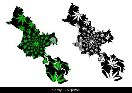 Ho Chi Minh City Provinz (Sozialistische Republik Vietnam, Unterteilungen von Vietnam, Gemeinde) Karte cannabis Blatt grün und schwarz ausgelegt ist, Saigon Stock Vektor