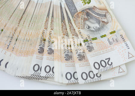 Viele polnische Währung geld Zloty Stockfoto