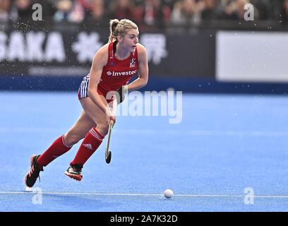 Stratford, London, UK. 3. November 2019. Lily Owsley (Großbritannien). England v Chile. FIH-Frauen Olympic hockey nähere Bestimmung. Lee Valley Hockey und Tennis Center. Stratford. London. Vereinigtes Königreich. Credit: Sport in Bildern/Alamy leben Nachrichten Stockfoto