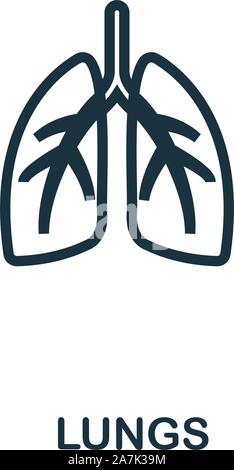 Lungen Symbol Umrisse Stil. Dünne Linie kreative Lungen Symbol für Logo, Grafik Design und mehr Stock Vektor
