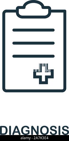 Diagnose Symbol Umrisse Stil. Dünne Linie kreative Diagnose Symbol für Logo, Grafik Design und mehr Stock Vektor