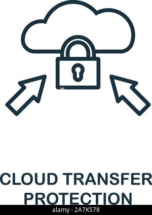 Cloud Transfer Schutz Symbol Umrisse Stil. Dünne Linie Creative Cloud Transfer Schutz Symbol für Logo, Grafik Design und mehr Stock Vektor