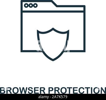 Browser Protection Symbol Umrisse Stil. Dünne Linie kreative Browser Protection Symbol für Logo, Grafik Design und mehr Stock Vektor