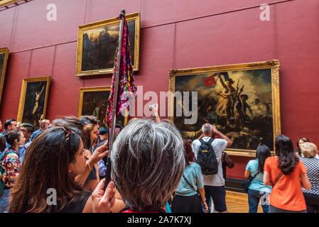 Frankreich, Paris, Louvre-Museum, Gemälde "La Liberte Guidant le Peuple de Eugene Delacroix' Stockfoto