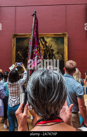 Frankreich, Paris, Louvre-Museum, Gemälde "La Liberte Guidant le Peuple de Eugene Delacroix' Stockfoto