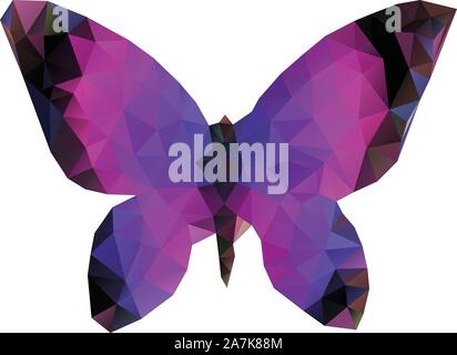 Abstrakte farbenfrohe polygonalen Schmetterling auf weißem Hintergrund. Stock Vektor