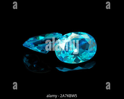 Blau Semi-Precious Edelstein auf schwarzem Hintergrund. Stockfoto