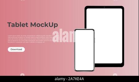 Realistische Smartphone und Tablet Vorlage Mockup für User Experience Präsentation. Stock Vektor