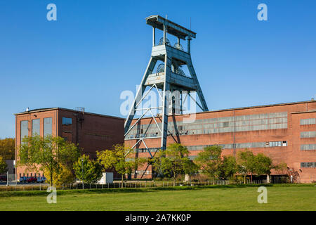 D-Herten, Ruhrgebiet, Westfalen, Nordrhein-Westfalen, NRW, Steinkohlebergbau, Kohle - Grube Ewald 1/2/7, Powerhouse, Welle 7, pit Tower, Magazin, Depot, Route der Industriekultur Stockfoto