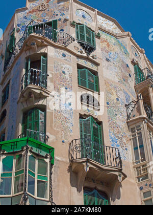 Kann Forteza Rei, alte Jugendstilhaus in der Altstadt von Palma De Mallorca, Palma de Mallorca, Mallorca, Balearen, Spanien Stockfoto