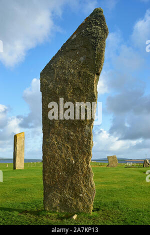 Stehende Steine von Stenness, Festland, Orkney, Schottland. Stockfoto