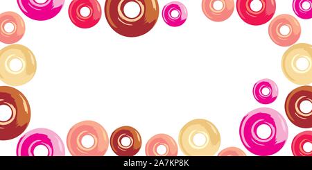 Süße Krapfen Rahmen auf weißem Hintergrund. Vector Illustration für kulinarische Design. Urlaub Geburtstag Süßigkeit. Stock Vektor