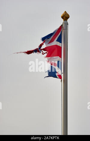 Der britische Union Flag in Scherben. Korenbloemen, Hoy, Orkney, Schottland Stockfoto